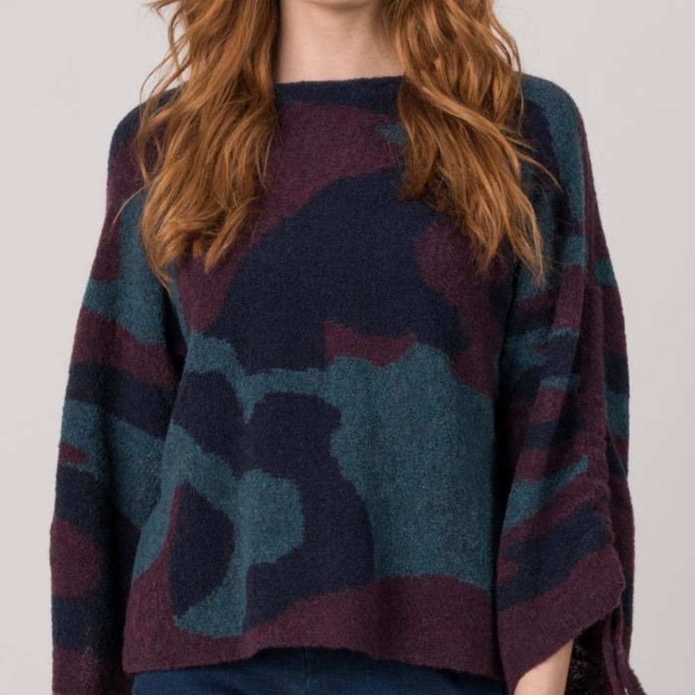 Margaret O’Leary Camo Camouflage Sweater Ruby Combo Size Small